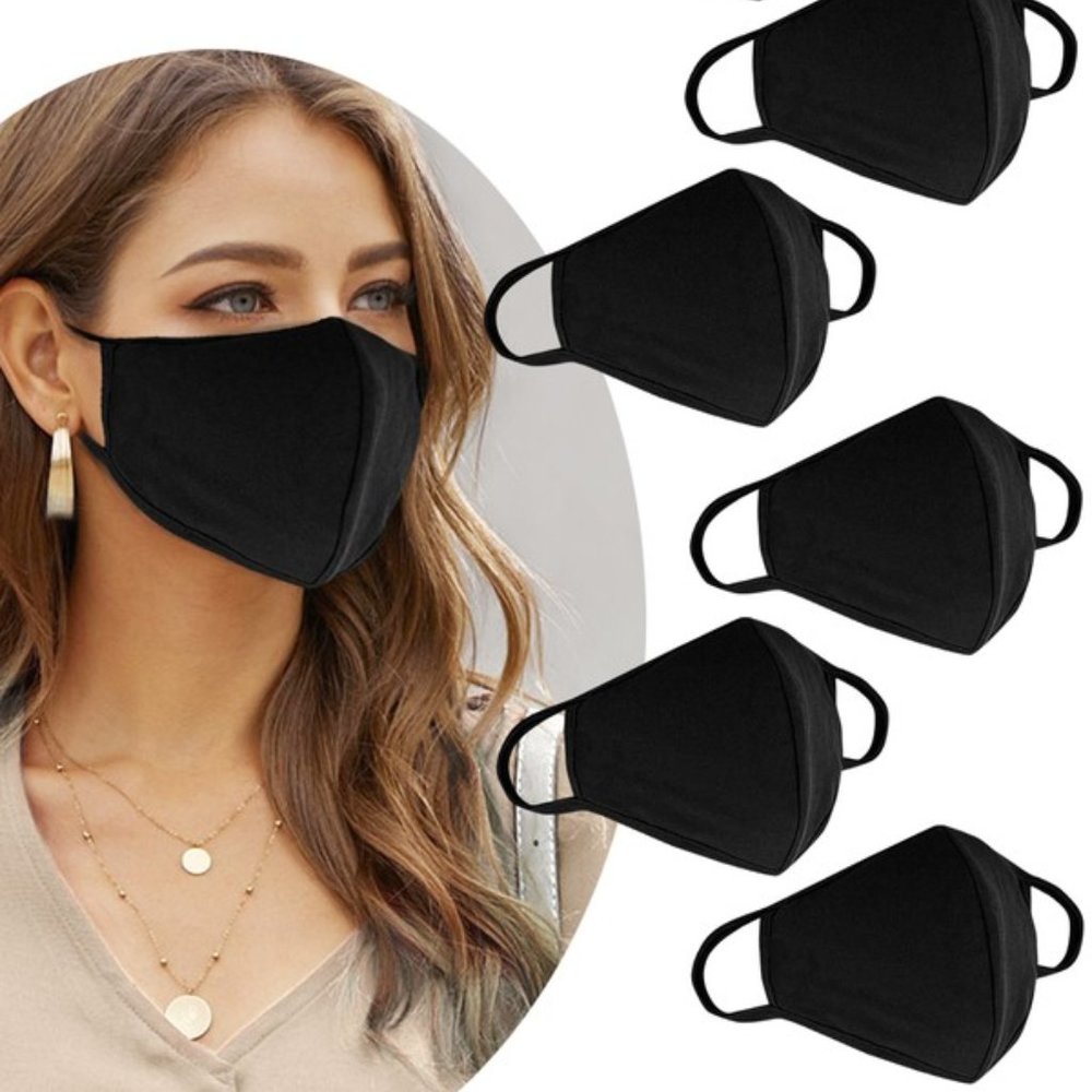 5 Made in USA Black Fashion Unisex Face Mask.